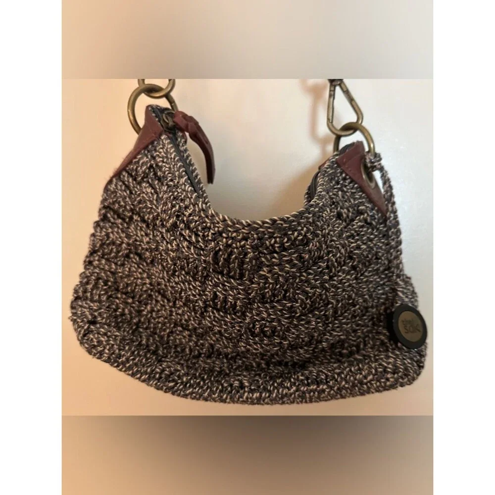 The Sac Woven Hobo Shoulder Bag in Brown and Cream